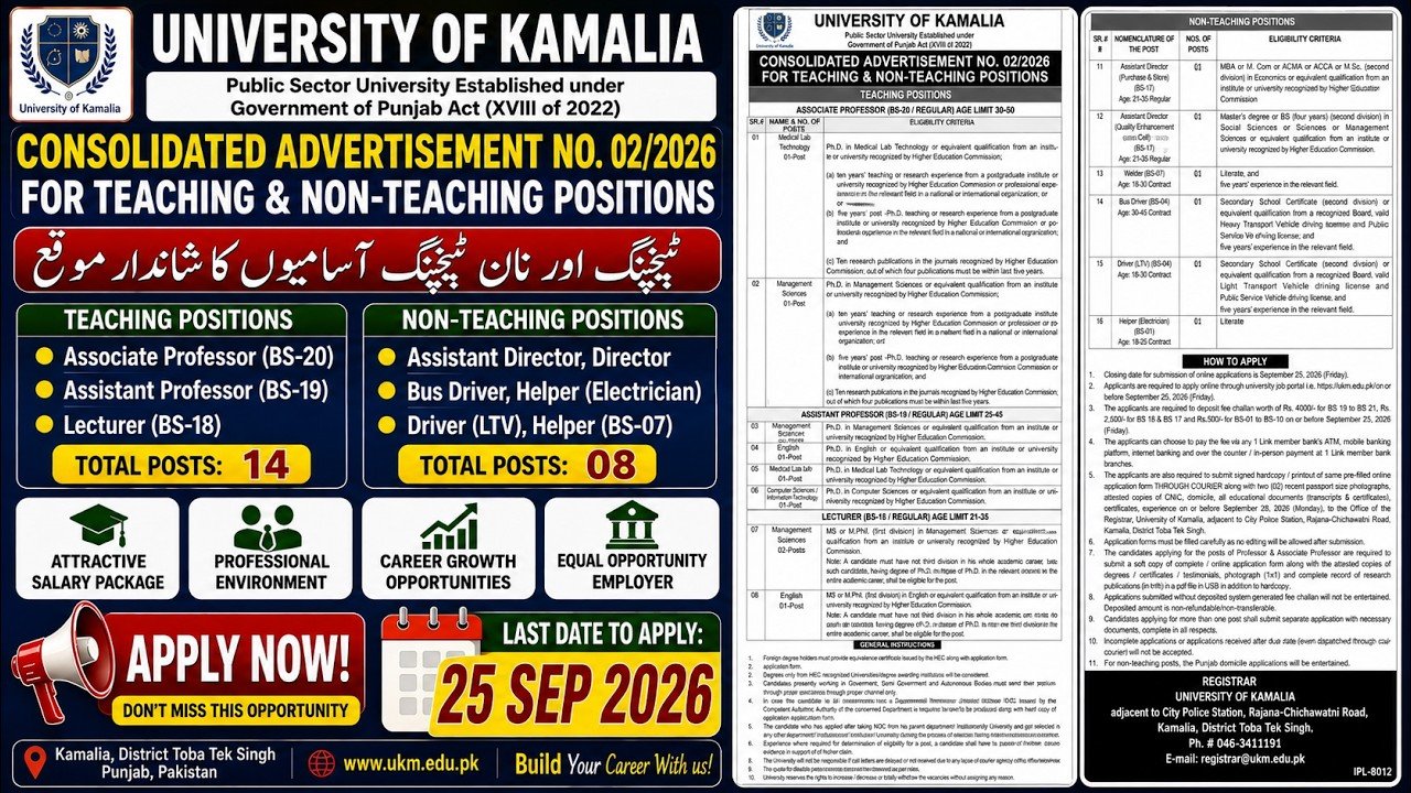 University of Kamalia Jobs