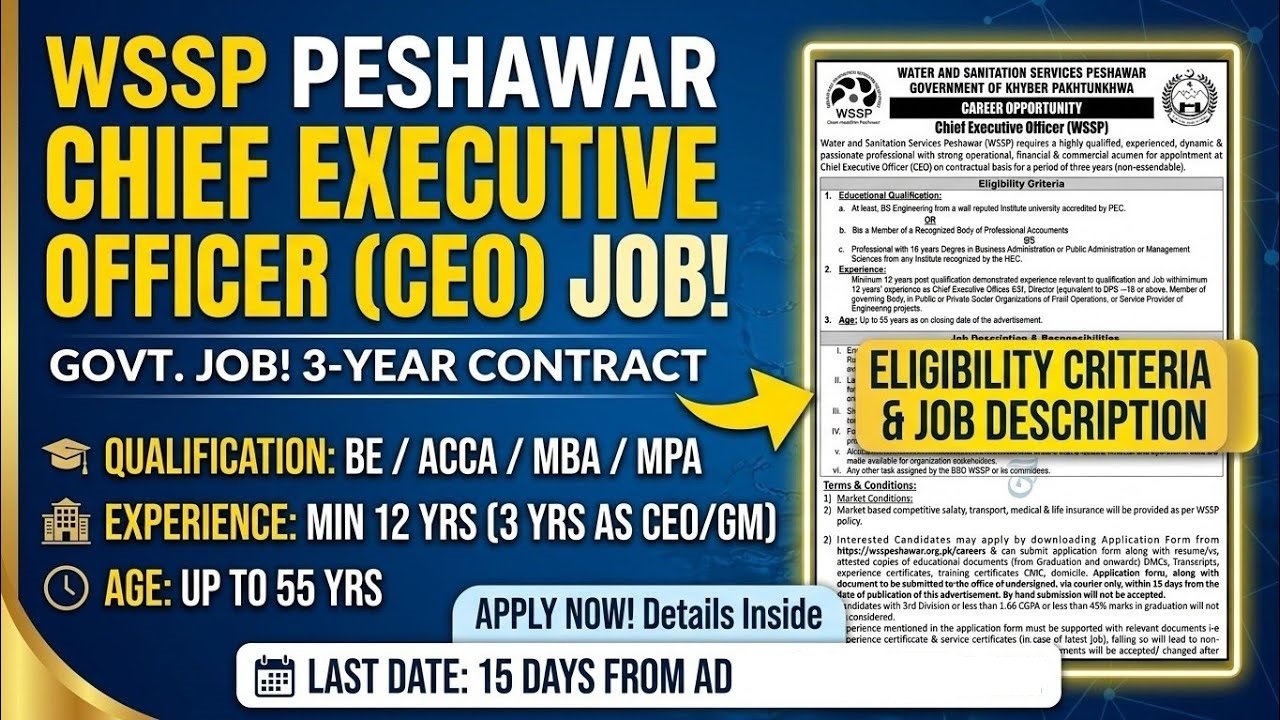 Water & Sanitation Services Peshawar WSSP Jobs
